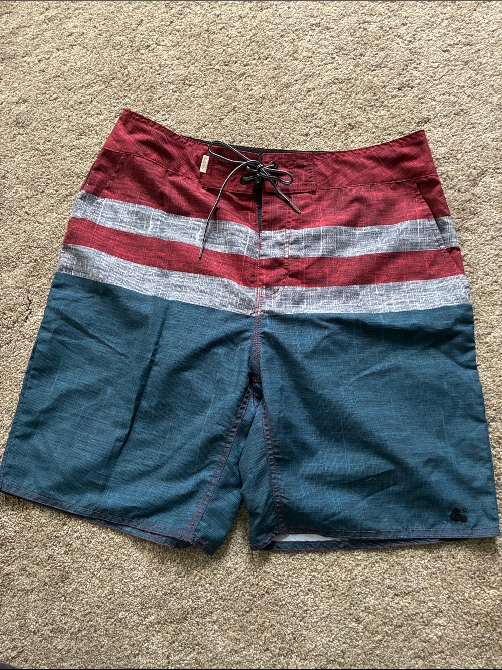 Men's Red and blue  Swim Trunks with stripes